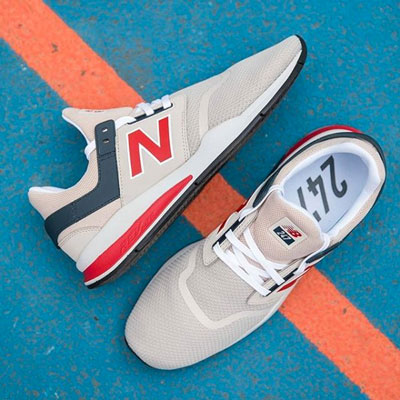 pair of newbalance shoes
